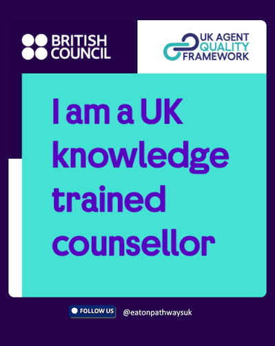 British Council UK knowledge trained counsellor badge